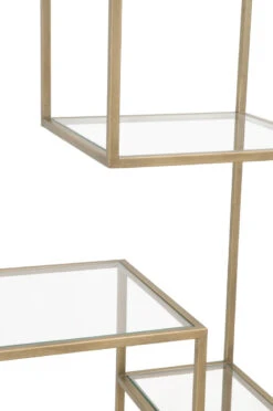 Star 79" Brass & Clear Glass Modern Bookcase -Home Decor Shop BeakmanBookcase Brass 2 01