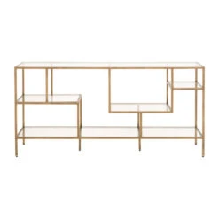 Star Brass & Clear Glass Low Bookcase / Console Table