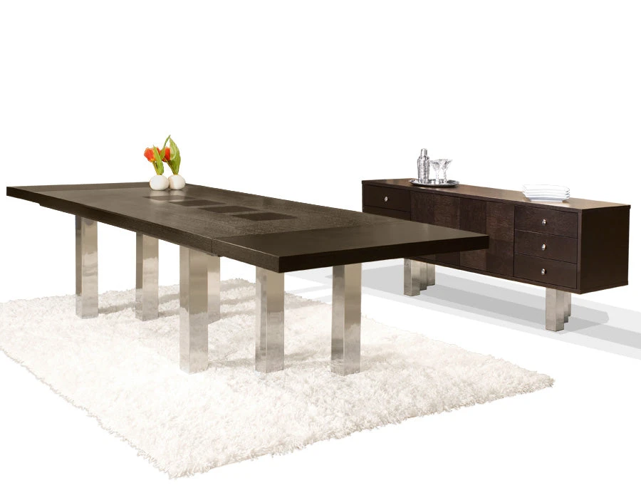 Sleek Modern Conference Table In Wenge & Chrome (Extends From 87" To 127") 4 Sleek Modern Conference Table In Wenge & Chrome (Extends From 87" To 127") - Image 4