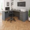 Bark Gray And Slate Premium Single-Pedestal L-shaped Desk