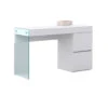 Modern High Gloss White Lacquer Office Desk With Glass Leg
