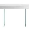 55" White Lacquer & Glass Console Desk