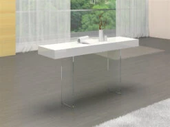 55" White Lacquer & Glass Console Desk -Home Decor Shop CB 111 W Console 6T