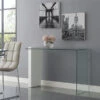 47" Narrow Glass Console Desk W/ White Leg