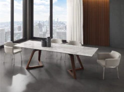 63" Walnut Finish Conference Table With Ceramic Top