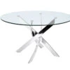 51" Round Glass & Stainless Steel Meeting Table