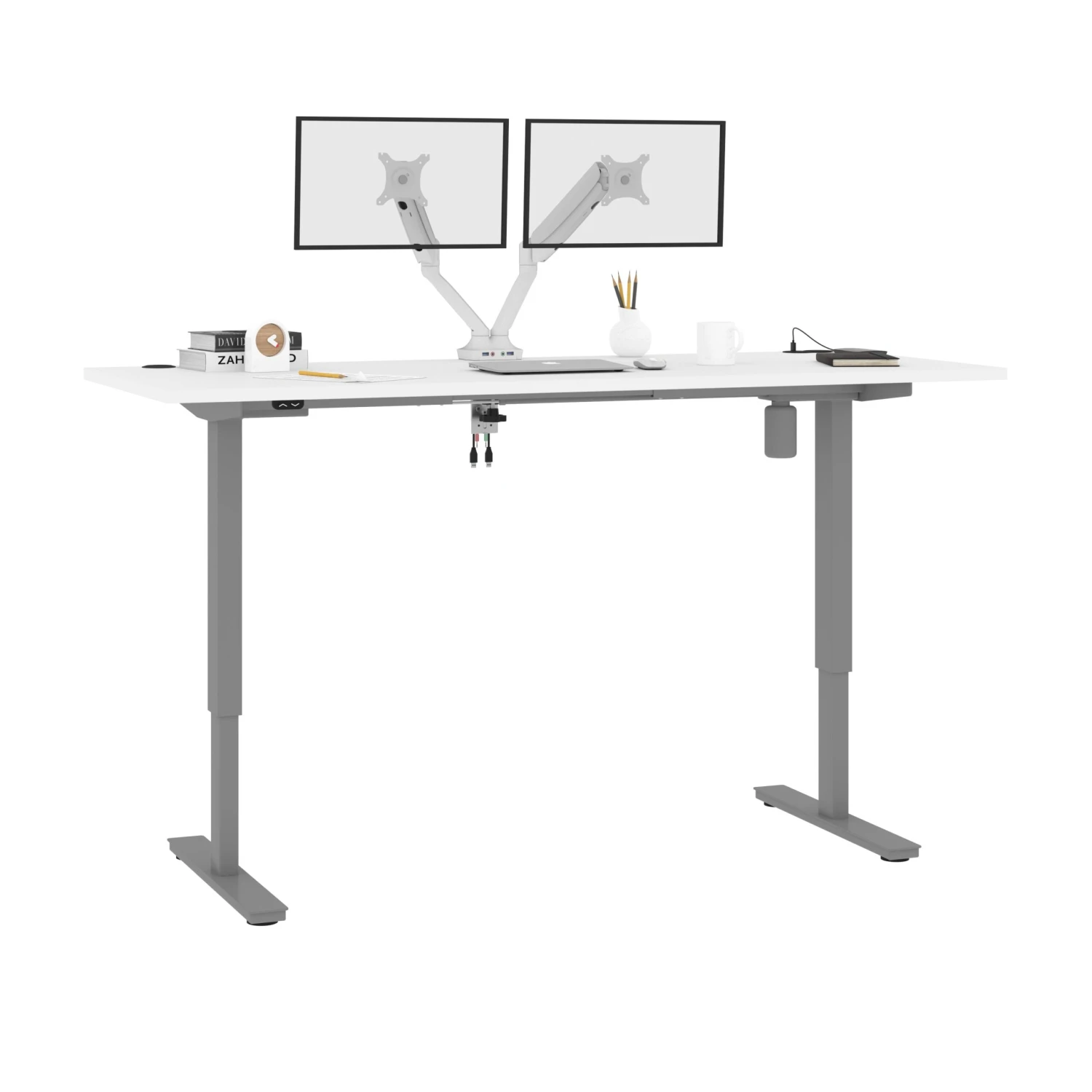 72" Dual Monitor Adjustable Desk In White 3 72" Dual Monitor Adjustable Desk In White - Image 3