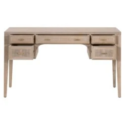 Star Modern Cane Inlay Bohemian 55" Office Desk -Home Decor Shop CaneDesk SmokeGray 1 02