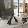 63"-95" Glass & Black Metal Conference Table Or Executive Desk With Unique Legs