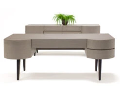 Vintage - Modern 74" Light Gray Executive Desk With Angled Wenge Legs