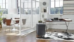 40" Compact Round High-Gloss White Meeting Table -Home Decor Shop CruiseDesk FloydFileCabinet CabrioShelf AstridTable TendySideChair