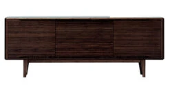 Solid Bamboo 72" Elegant Credenza In Dark Walnut Finish