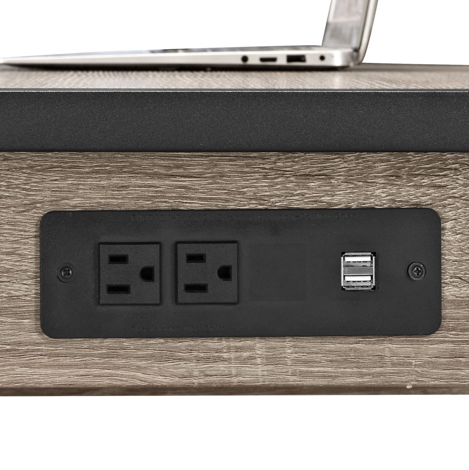 Walker Edison 60" Modern Desk With Built-In Plugs In Driftwood Finish 4 Walker Edison 60" Modern Desk With Built-In Plugs In Driftwood Finish - Image 4