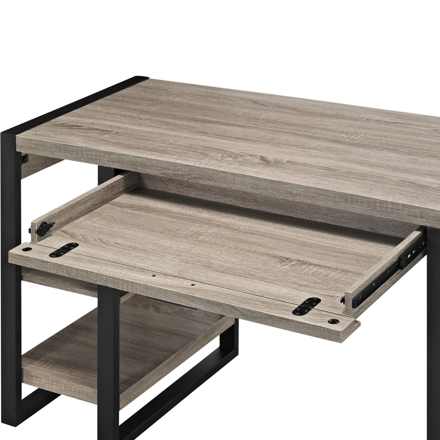 Walker Edison 60" Modern Desk With Built-In Plugs In Driftwood Finish 2 Walker Edison 60" Modern Desk With Built-In Plugs In Driftwood Finish - Image 2