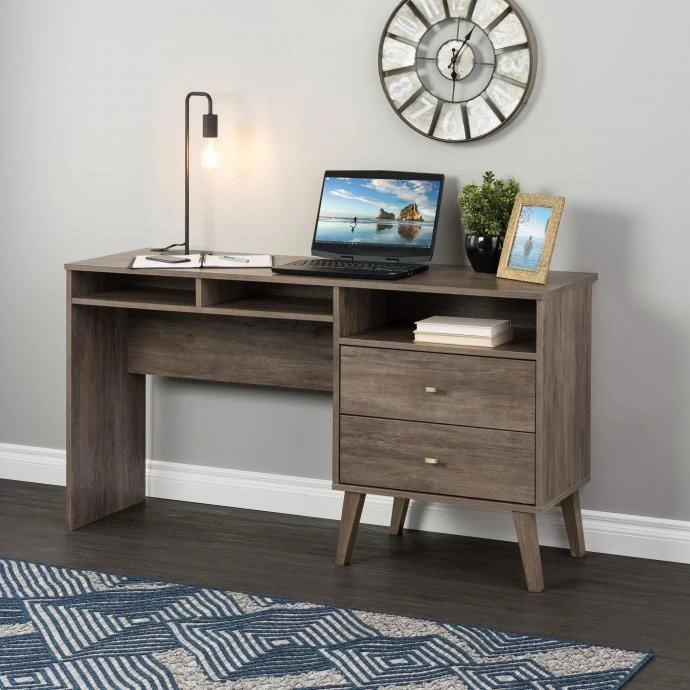 Prepac 55" Drifted Gray Desk With 3 Shelves And 2 Drawers 1 Prepac 55" Drifted Gray Desk With 3 Shelves And 2 Drawers