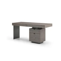 71" Modern Executive Desk With Side Drawers In Gray Oak -Home Decor Shop DK1894 GRY 2
