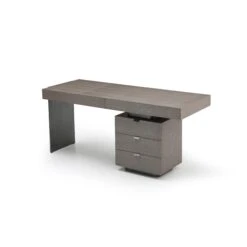 71" Modern Executive Desk With Side Drawers In Gray Oak -Home Decor Shop DK1894 GRY 4