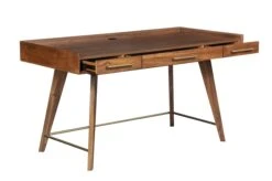Unique 63" Walnut Office Desk W/ Brass Accents -Home Decor Shop DNLI 3773 03