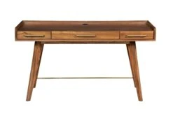 Unique 63" Walnut Office Desk W/ Brass Accents -Home Decor Shop DNLI 3773 04
