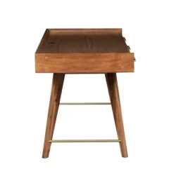 Unique 63" Walnut Office Desk W/ Brass Accents -Home Decor Shop DNLI 3773 05