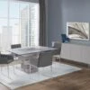 Square 59" Glass-Top Meeting Table With Modern Gray Lacquer Center