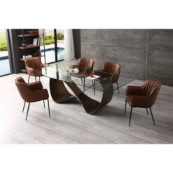 Brushed Bronze 94" Conference Table With Tempered Glass Top -Home Decor Shop DT1928 BRZ