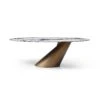 Marbled Ceramic 94" Oval Conference Table With Brushed Bronze Base