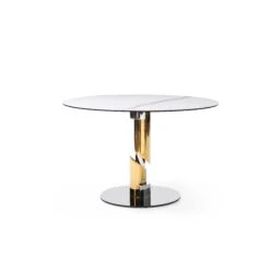 47" Round Meeting Table With Gold Split-Column Base