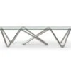142" Uber Modern Glass Conference Table With Unique Base In Brushed Nickel