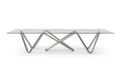 142" Uber Modern Glass Conference Table With Unique Base In Brushed Nickel
