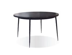 Round Black Meeting Table With Marble Top And Iron Legs