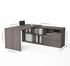 Stunning L-Shaped Bark Gray Office Desk With Storage -Home Decor Shop E77jAwbzt24pdJ83RZv0rCTmhMfxmF