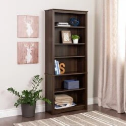 Prepac 77" 6-Shelf Bookcase In Espresso