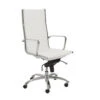 White Leather & Chrome High Back Modern Office Chair