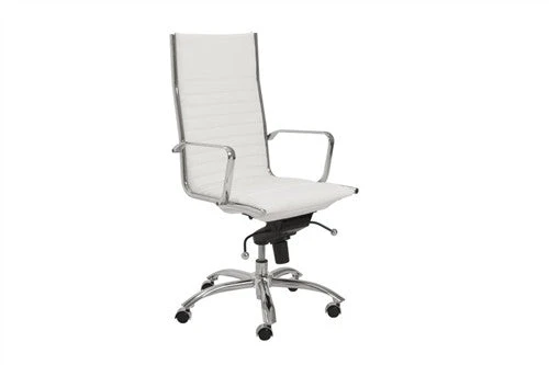 White Leather & Chrome High Back Modern Office Chair 1 White Leather & Chrome High Back Modern Office Chair