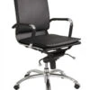 Low Back Black Leather & Chrome Modern Office Chair