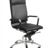 High Back Black Leather & Chrome Modern Office Chair