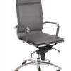 High Back Gray Leather & Chrome Modern Office Chair