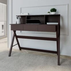 43" X-Frame Desk With Hutch In Wenge