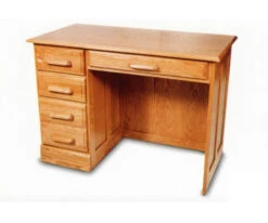 42" Solid Oak Single Pedestal Computer Desk With Finish Options