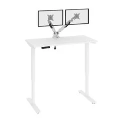 48" Satin White Adjustable Desk With Dual Monitor Arms -Home Decor Shop FWN7Q36o6RA4PlKIeN7Ia99v3453D8EF