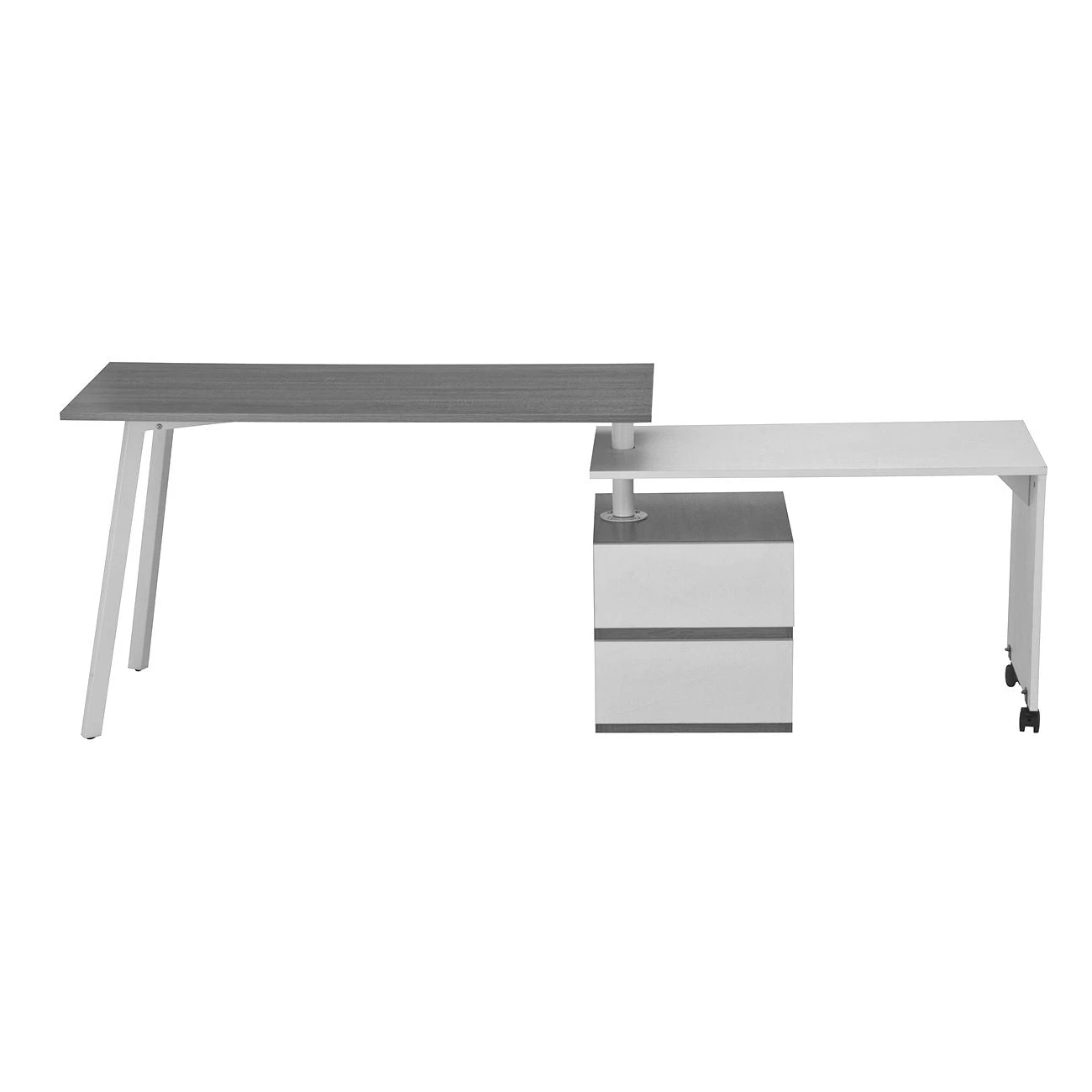 58" L-Shaped Transforming Desk In Gray & White 3 58" L-Shaped Transforming Desk In Gray & White - Image 3