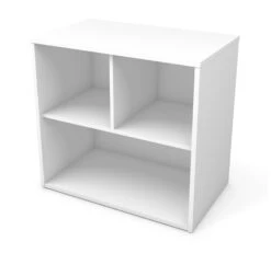 30" Small Bookcase In White With Three Storage Compartments