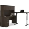 71" Dark Chocolate Desk With Hutch & Standing Desk Section