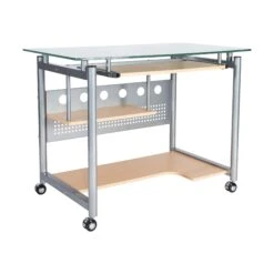 40" Maple & Silver Rolling Workstation -Home Decor Shop GDiuYsmQ