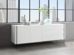 74" White & Glass Professional Credenza