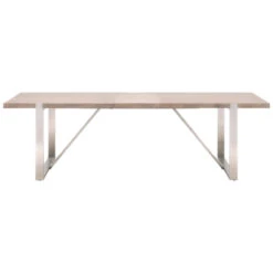 Star 82" - 100" Acacia & Brushed Stainless Conference Table / Desk