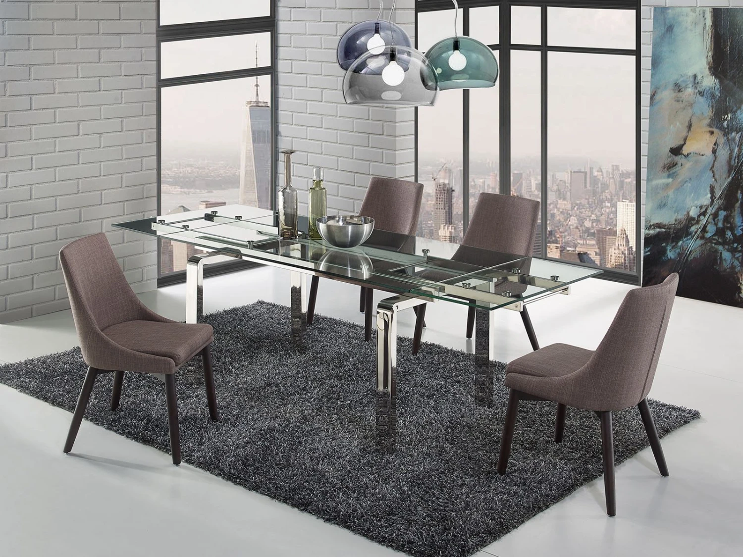 63-87" Extendable Steel & Glass Conference Table 1 63-87" Extendable Steel & Glass Conference Table