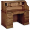 Solid Oak Double Pedestal Desk With Locking Tambour