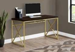 Geometric 47" Desk In Espresso And Gold